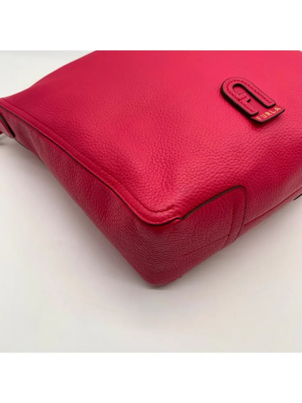 Furla Hot Pink Pebbled Leather Atena Hobo Bag